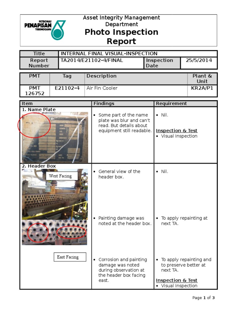 Photo Inspection Report-E21102-4 FINAL (25.5.2014) | PDF | Business ...
