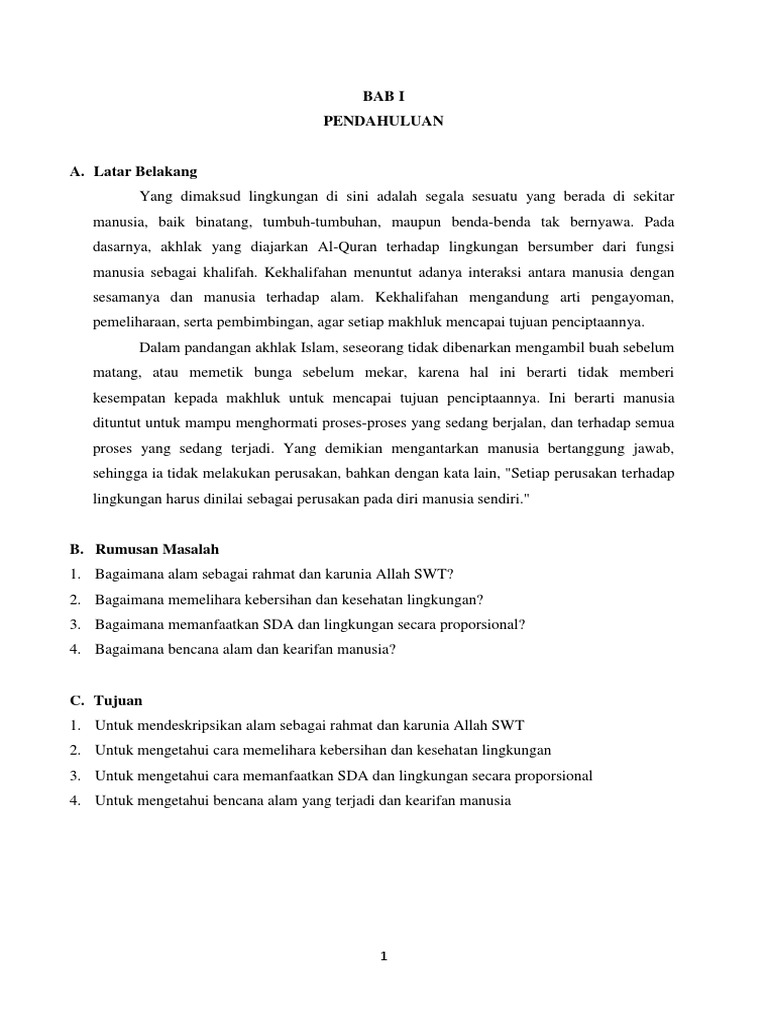 Makalah Akhlak Terhadap Alam Sekitar Pdf