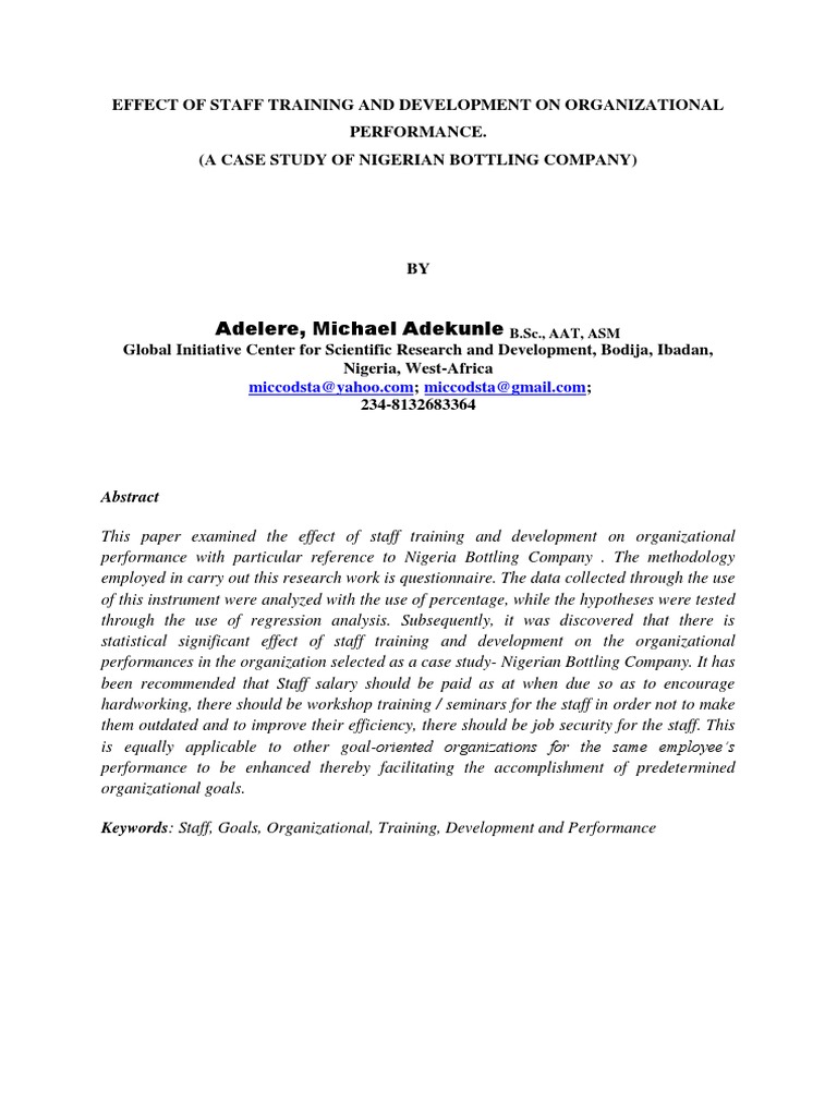 Impact of Training on Organizational Performance | PDF | Employment ...