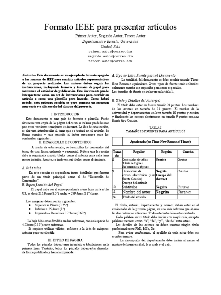 Formato IEEE - Documentos de Google | PDF | Alfabeto latino | Diseño de ... 