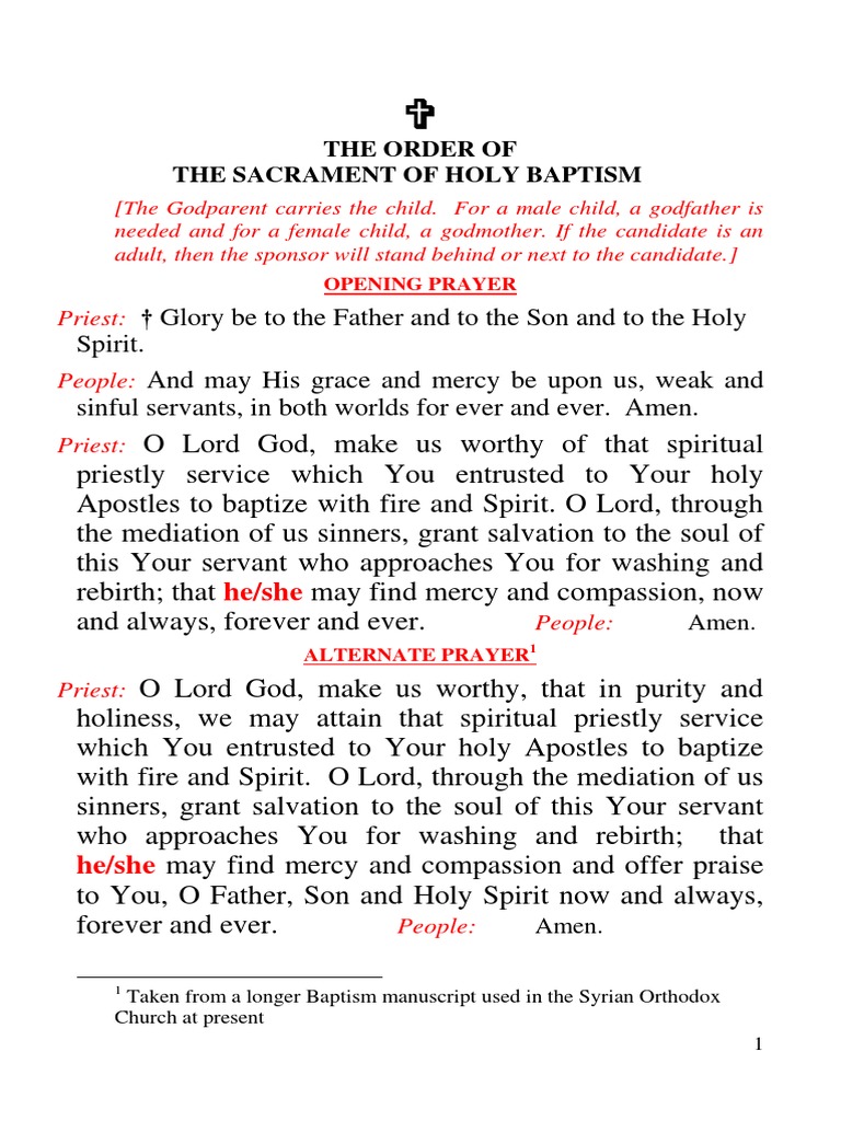 The Order of the Holy Baptism English Anointing Baptism