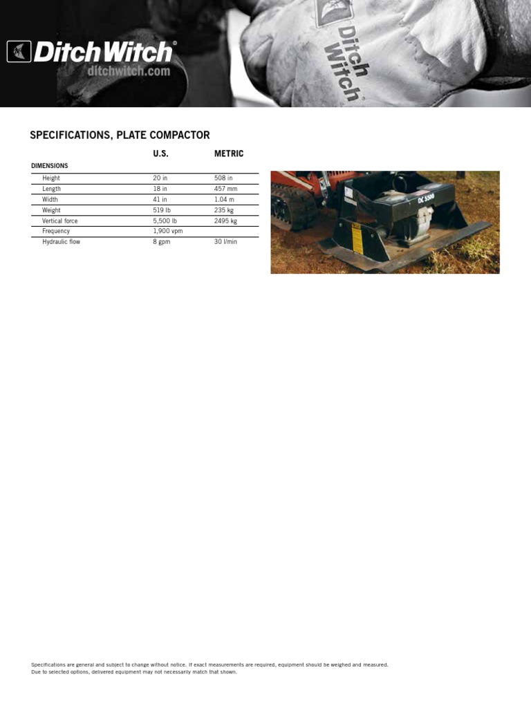 Plate Compactor Specifications | PDF