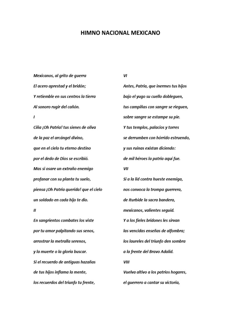 Himno Nacional Mexicano Pdf