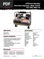 1 HP Electric Hand Carry Direct Drive Compressor - Model PC1010