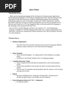 Java Notes Pdf Constructor Object Oriented Programming Programming