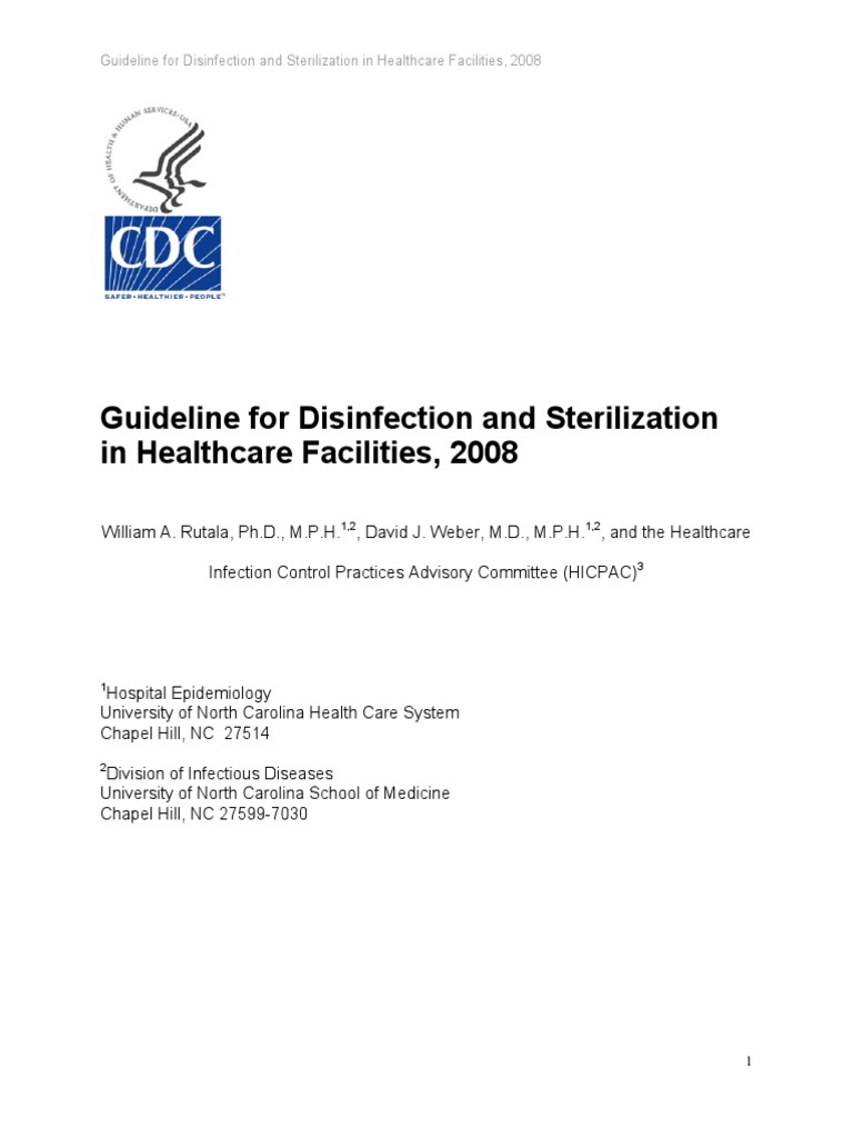 CDC Guidelines Disinfection Sterilization (Microbiology) Disinfectant