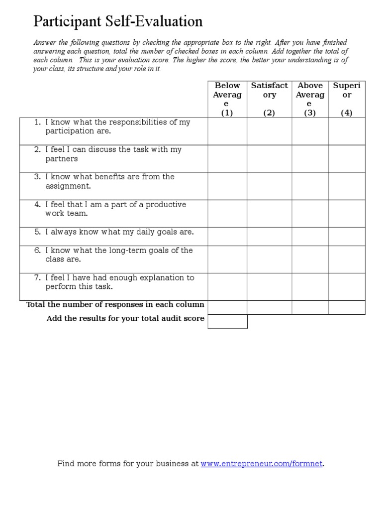 Self Evaluation | PDF