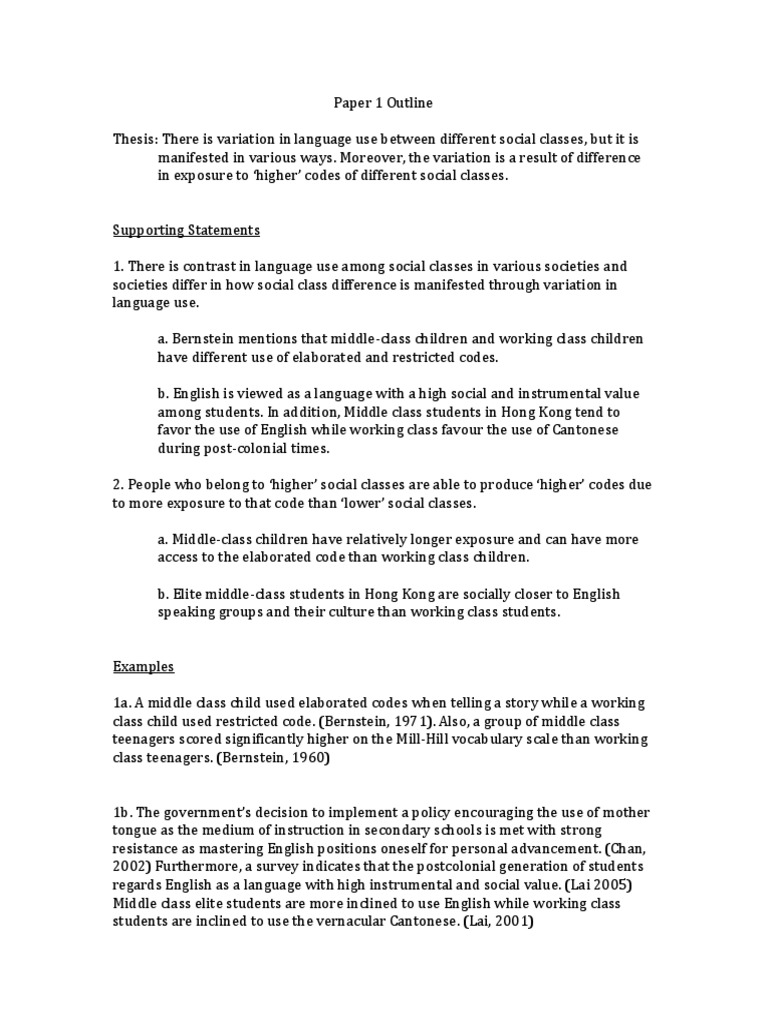 The Difference in Language Use Among Social Classes PDF