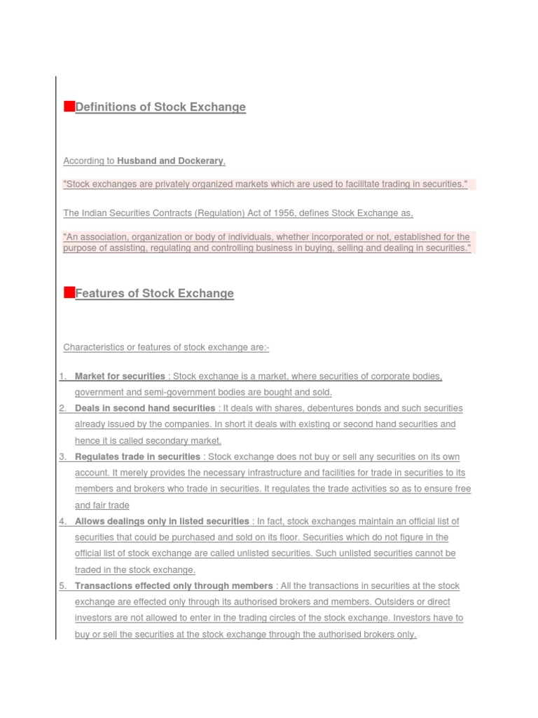 Definitions of Stock Exchange | PDF | Securities (Finance) | Exchange