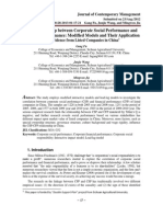 The Relationship Between Corporate Social Performance and Financial Performance-Modified Models and Their Application