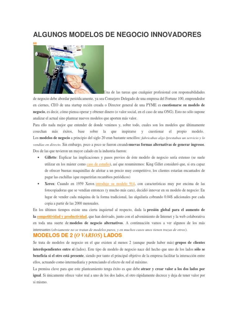 Modelos de negocio innovadores | PDF | Modelo de negocio | Crowdsourcing