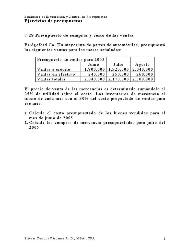 Ejercicios de Presupuestos Resueltos | PDF | Presupuesto | Unión Europea