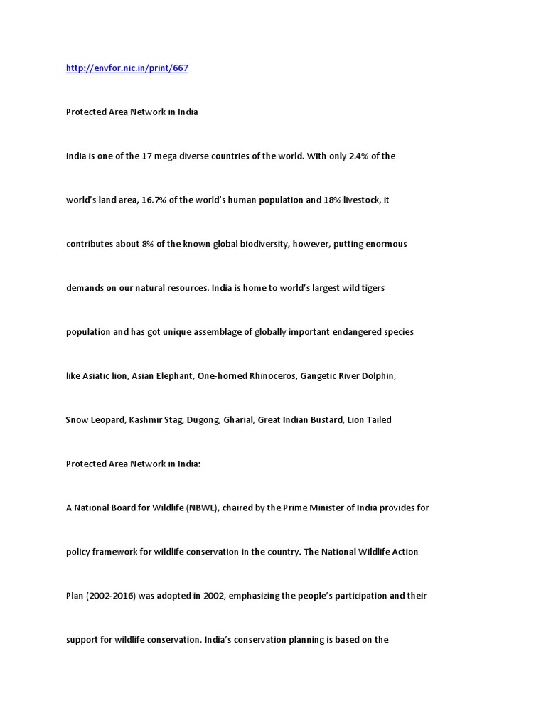 Protected Area Network in India | PDF | Protected Area | Environmental ...