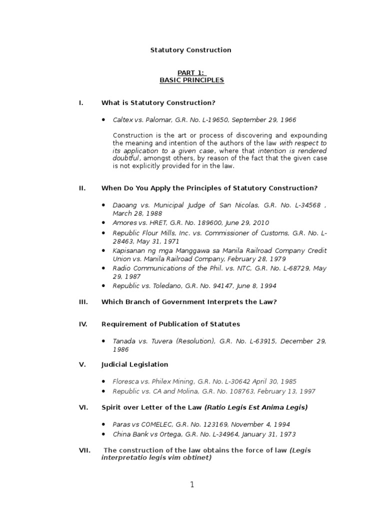 Statutory Construction Syllabus | PDF