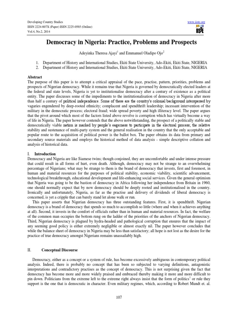 Challenges and Prospects of Democracy in Nigeria | PDF | Nigeria ...