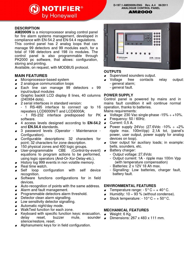 Notifier AM2000N Specification | PDF | Programmable Logic Controller ...