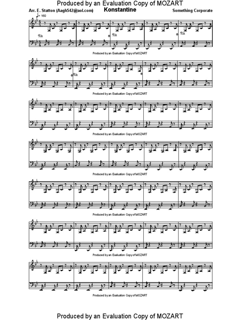 Konstantine by Something Corporate Sheet Music