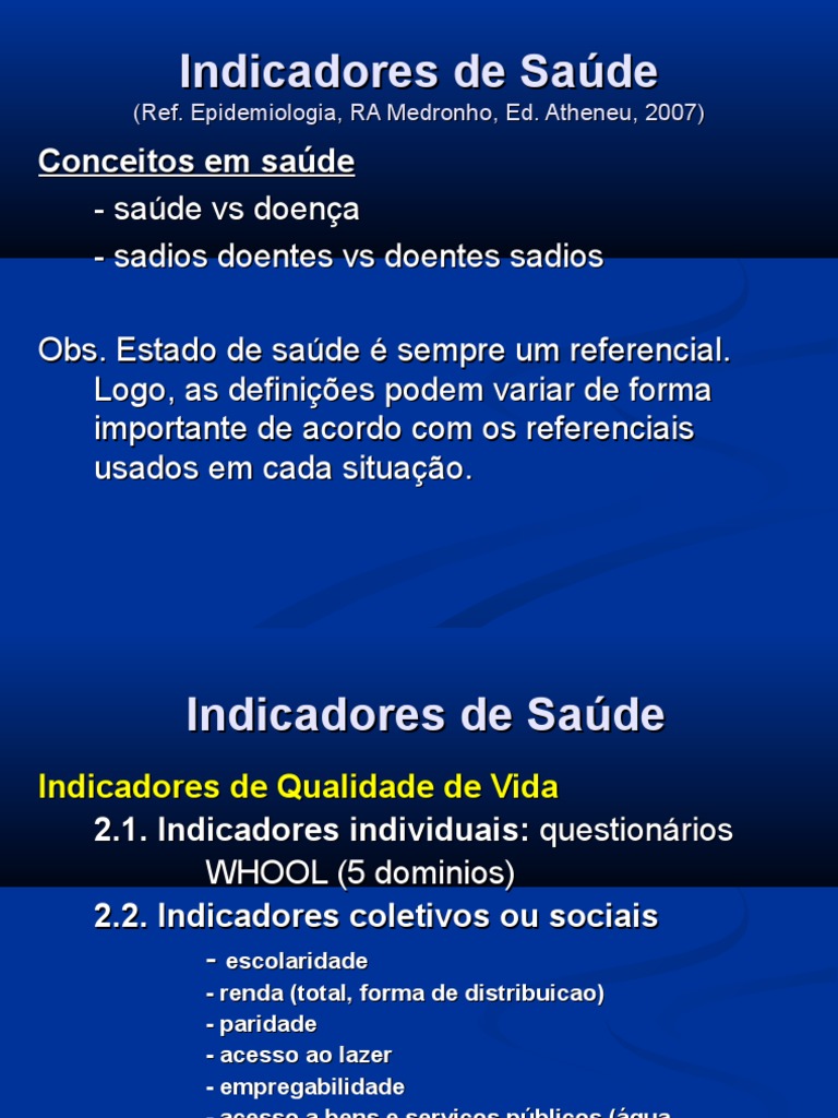 Principais Indicadores de Saúde | PDF | Taxa de mortalidade | Ciências ...