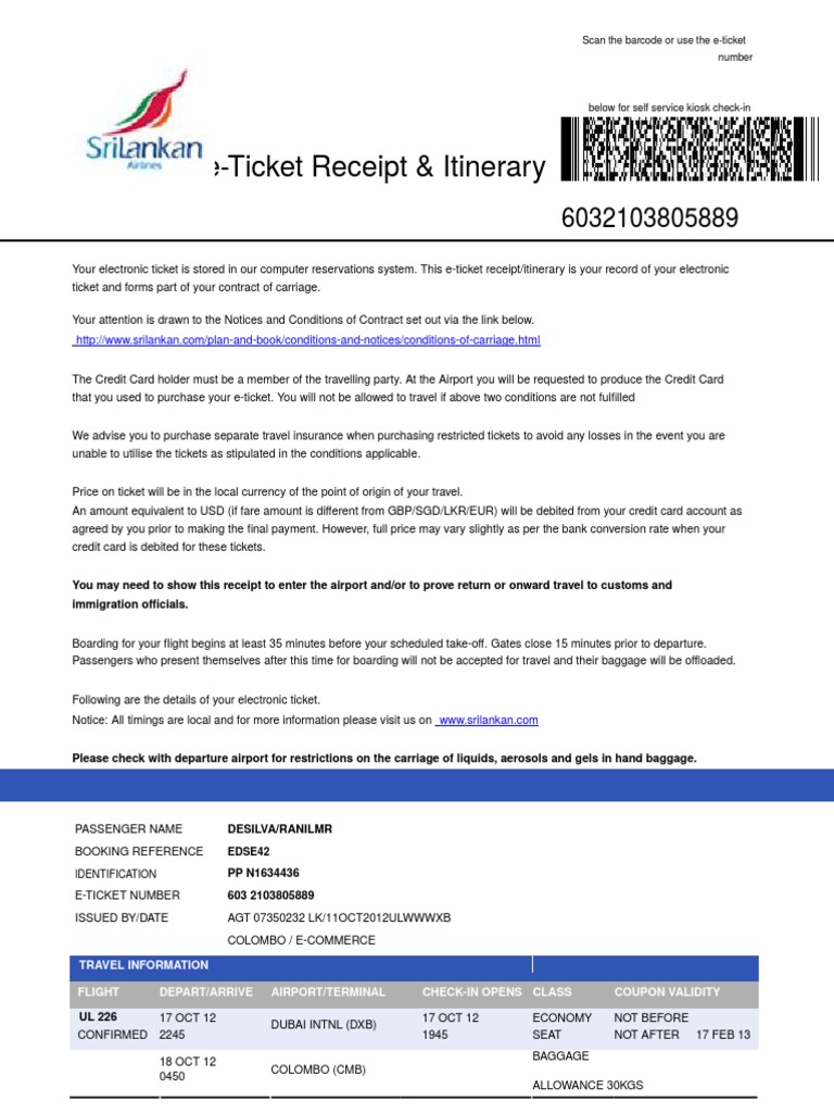 srilankan airlines baggage size