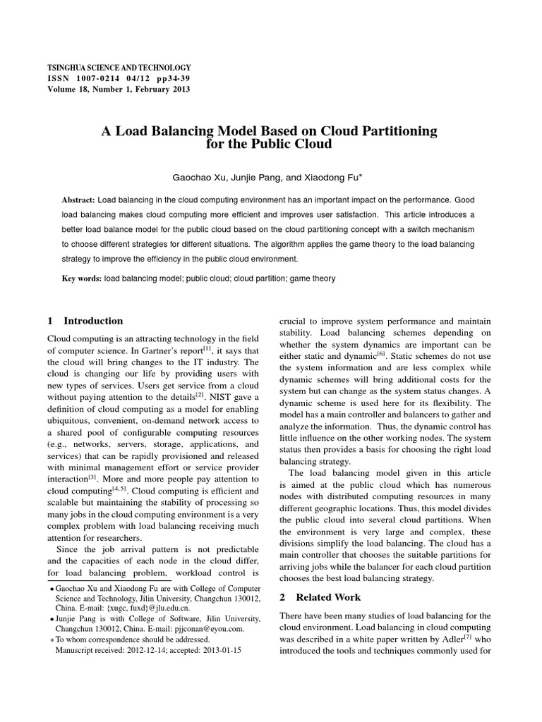 A Load Balancing Model Based On Cloud Partitioning For The Public Cloud ...