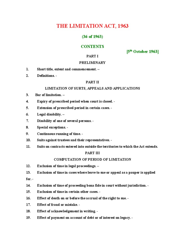 Limitation Act Mortgage Law Promissory Note