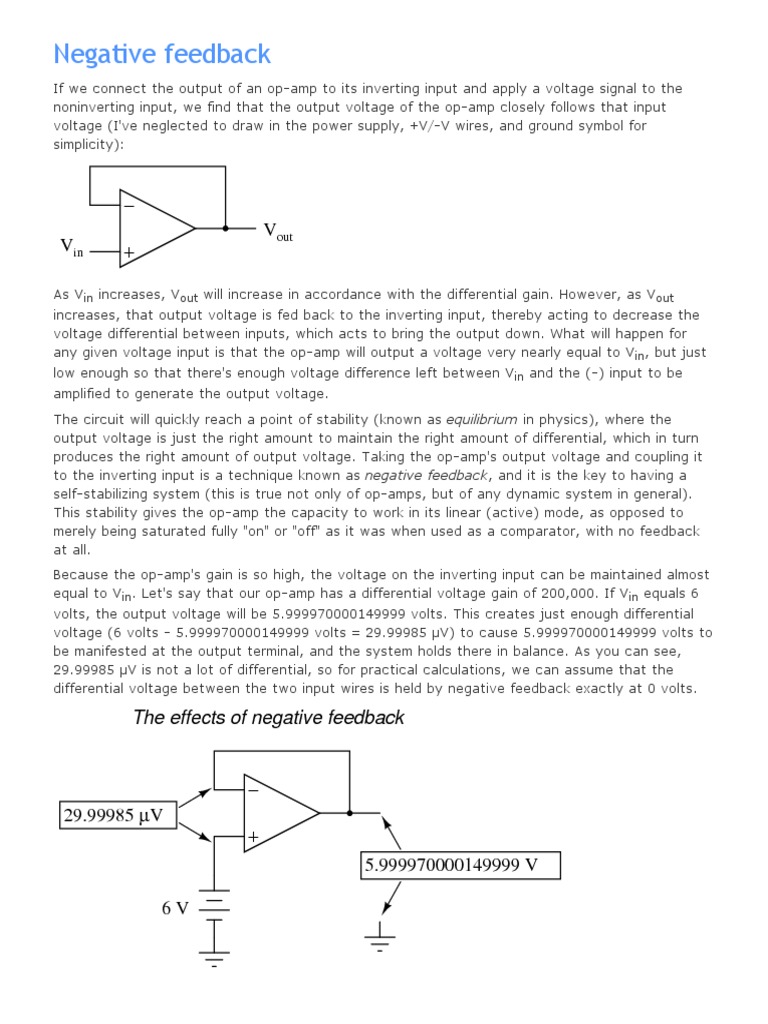Negative Feedback Operational Amplifiers PDF Operational
