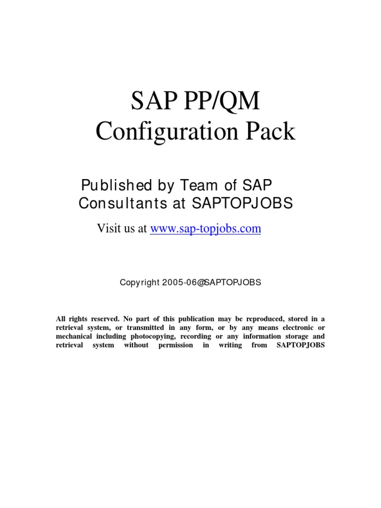 SAP PP/QM Configuration Pack | PDF | Procurement | Scheduling (Computing)