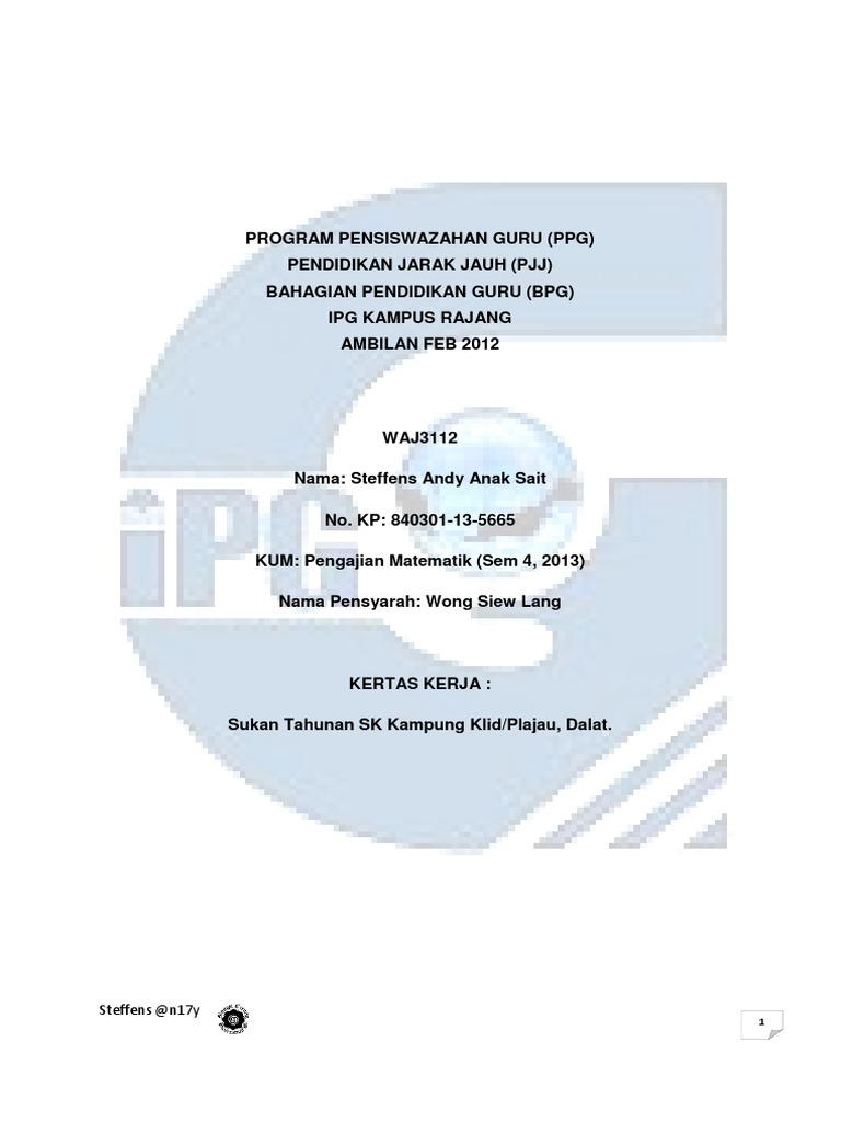 Kerja Kursus Waj3112 Olahraga Pdf
