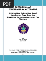 Download UJI VALIDITAS RELIABILITAS TARAF KESUKARAN DAYA BEDA DAN EFEKTIFITAS PENGECOH TES PILIHAN GANDA by Agustut Aryana SN234353829 doc pdf
