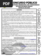 Consulplan 2010 Prefeitura de Congonhas Mg Tecnico de Enfermagem Prova
