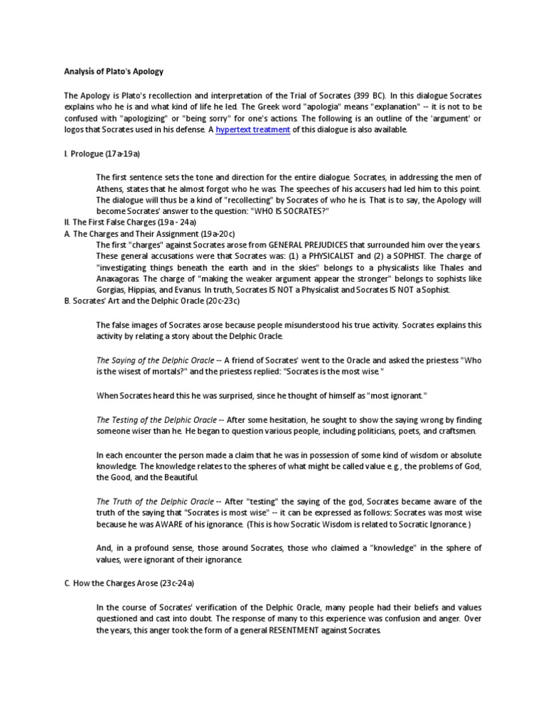 Analysis of Plato | PDF | Apology (Plato) | Socrates