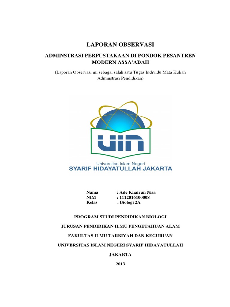 Contoh Laporan Observasi Perpustakaan Sekolah