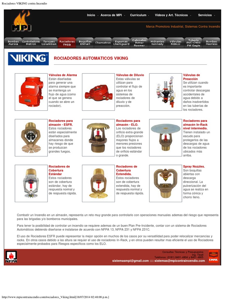 Rociadores Automáticos Viking para Incendios | PDF