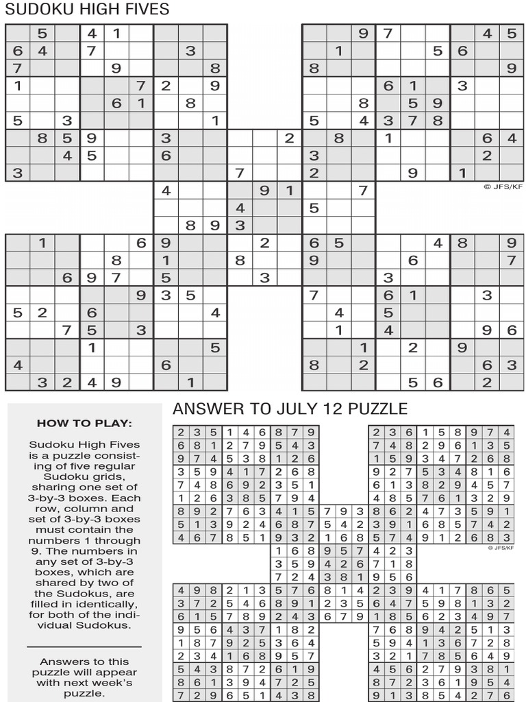 Online Sudoku High Five July 19