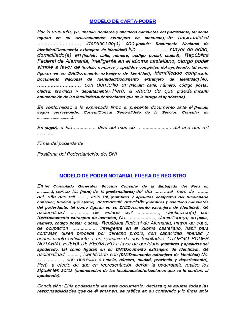 Modelo de Carta Poder Consular | PDF | Cónsul (representante) | Justicia