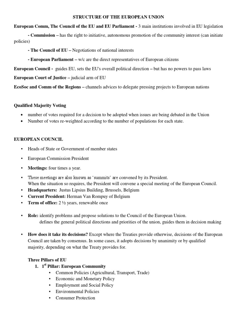 Structure of the European Union Explained | PDF | European Union ...