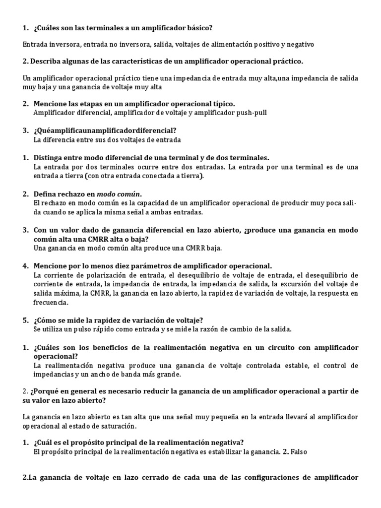 ¿Cuáles Son Las Terminales A Un Amplificador Básico | PDF ...