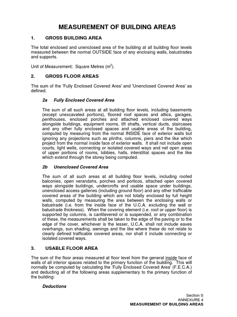 Building Area Measurement. | PDF