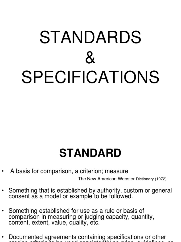 Standards vs. Specifications Explained | PDF | Specification (Technical ...