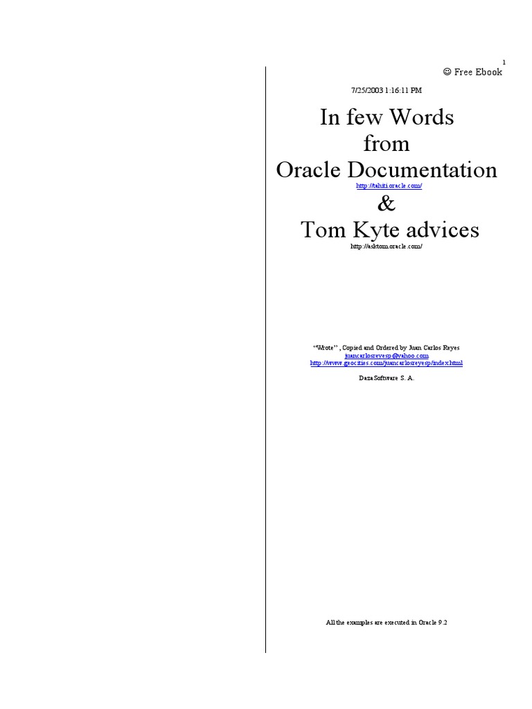 Oracle 9.2 Flashback Techniques Guide | PDF | Pl/Sql | Software Engineering