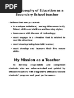 My Philosophy of Education As A Secondary School Teacher