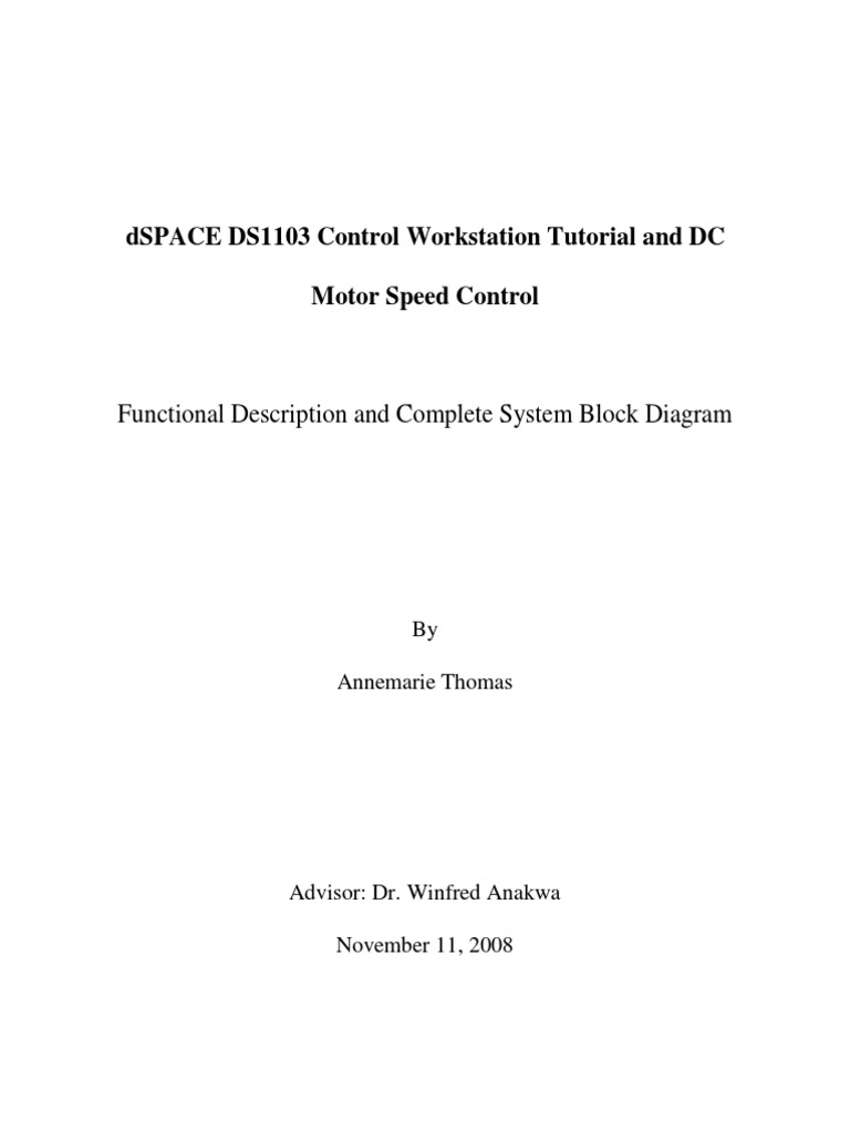 DSPACE DS1103 Control Workstation Tutorial and DCMotor Speed Control