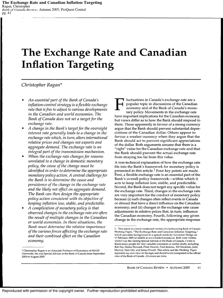Exchange Rate and Inflation in Canada | PDF | Finance & Money Management