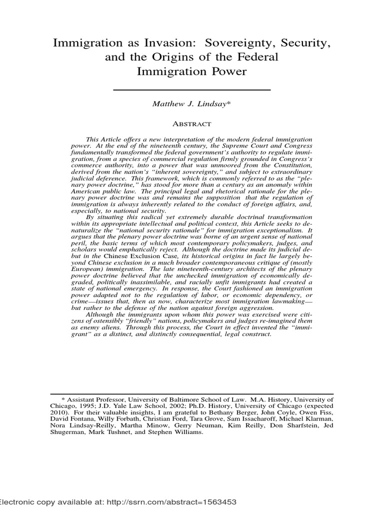 Immigration As Invasion PDF Due Process Clause United States