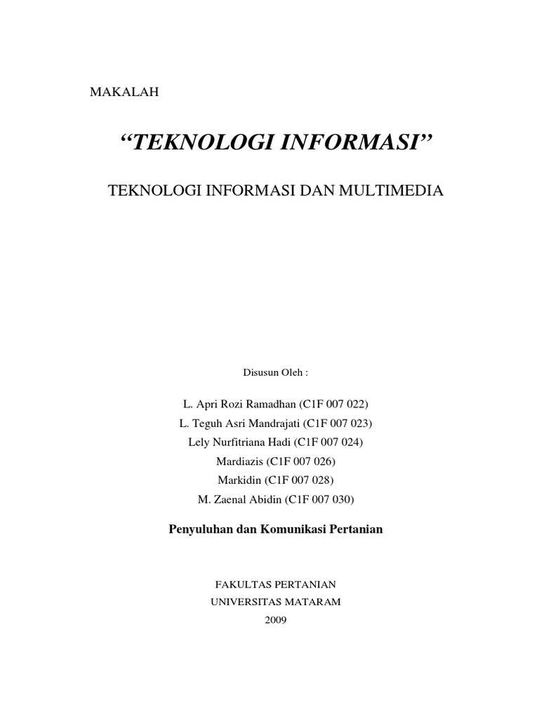 Makalah Tentang Teknologi Informasi