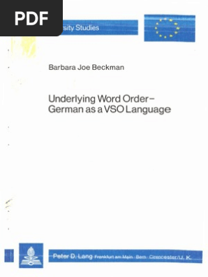 Underlying Word Order German As A Vso Language