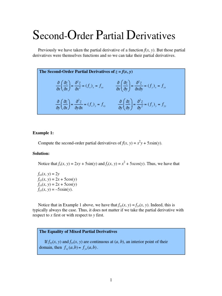 Advanced Calculus: Partial Derivatives | PDF | Algebra | Mathematical ...