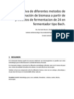 Comparativa de Diferentes Metodos de Determinación de Biomasa a Partir de Productos de Fermentacion de 24 en Fermentador Tipo Bach