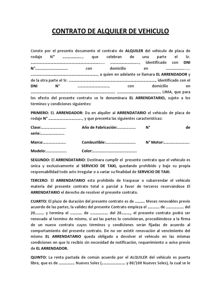 Contrato de arrendamiento de local
