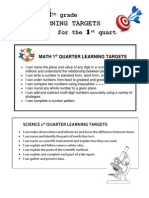 Learning Targets 4th Grade 1st Quarter